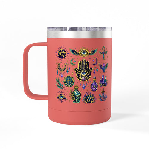 15oz Travel Mug — Purple Floral Anchor