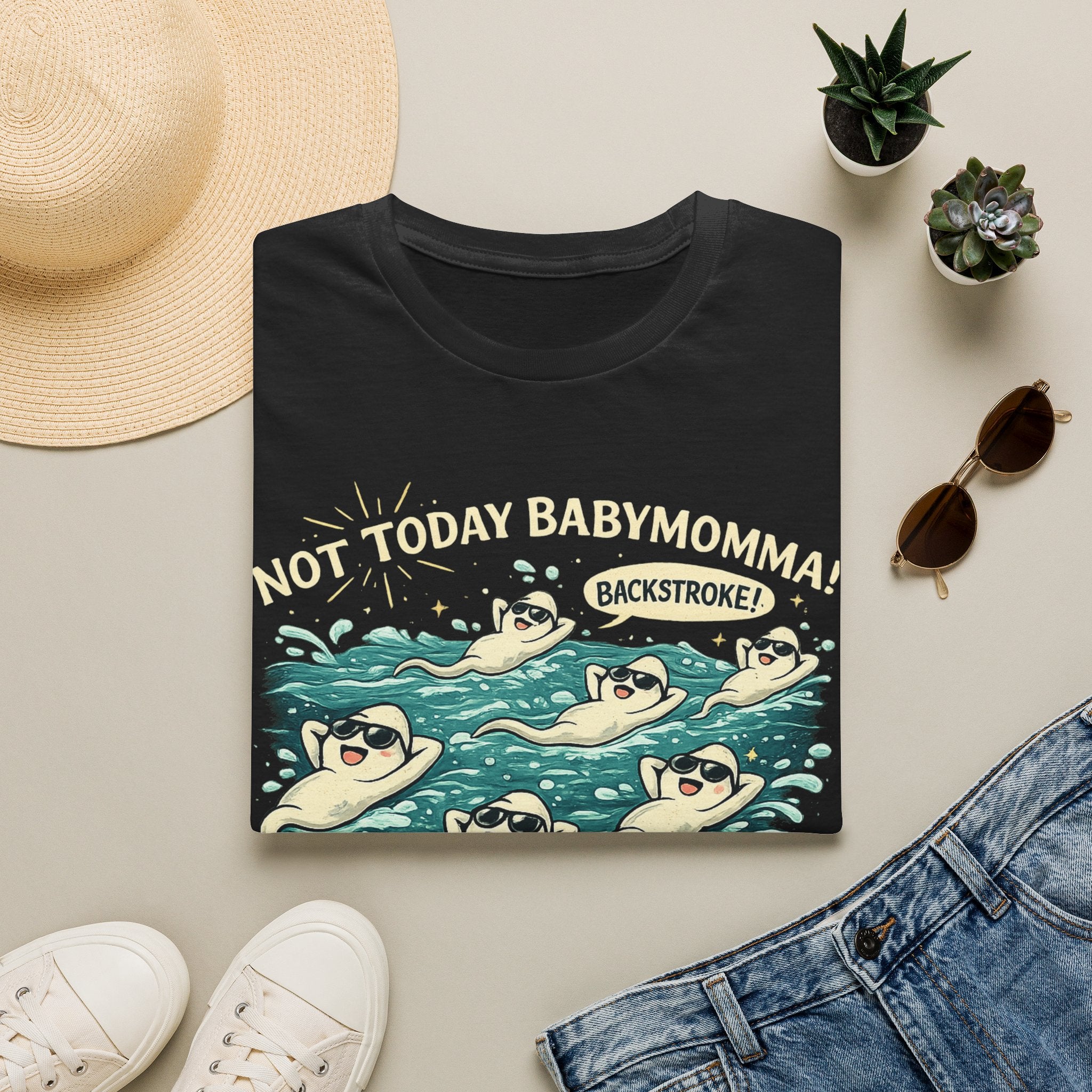 Backstroke Sloths T-Shirt — Cute Retro Swimming Sloth Design ("Backstroke! Not Today Harassment")