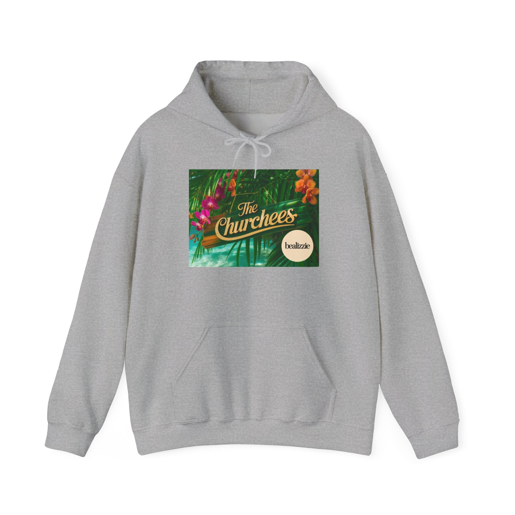 Le sweat à capuche logo Tropical de Churchees — Sweat-shirt à motif rétro inspiré des groupes de musique