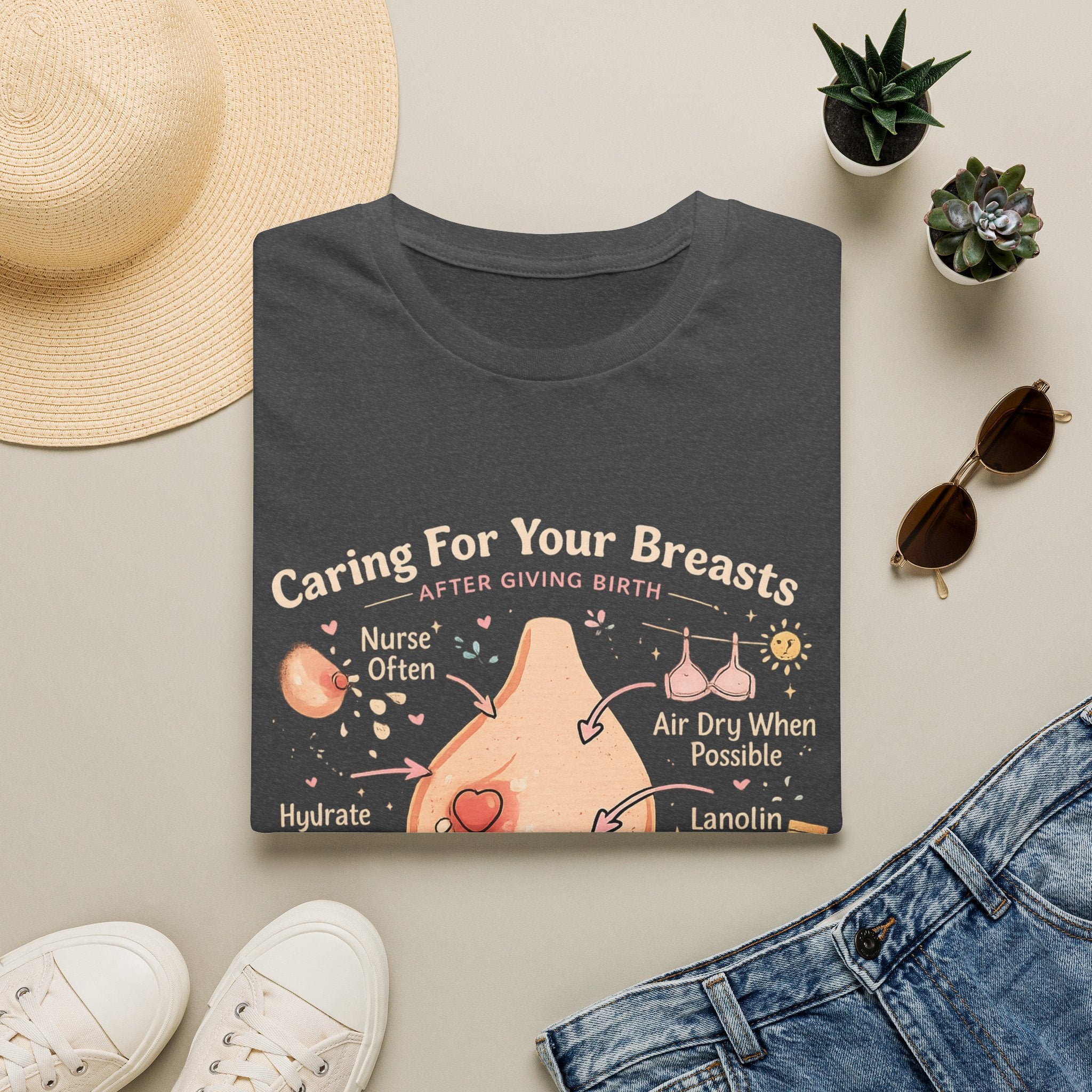 Breastfeeding Care T-Shirt — Caring For Your Breasts Nursing Guide Tee