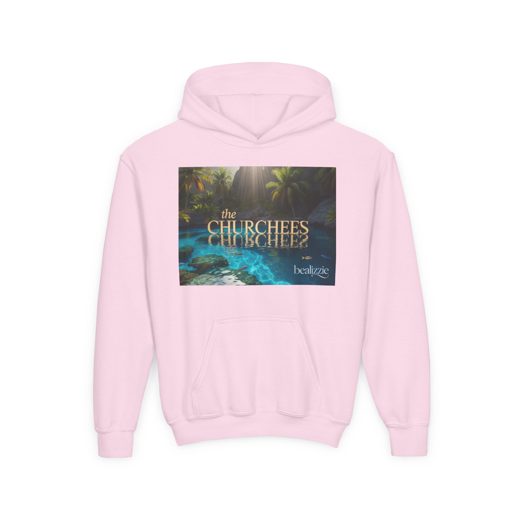 Youth Hoodie – "the CHURCHEES" Tropical Pool Graphic Sweatshirt