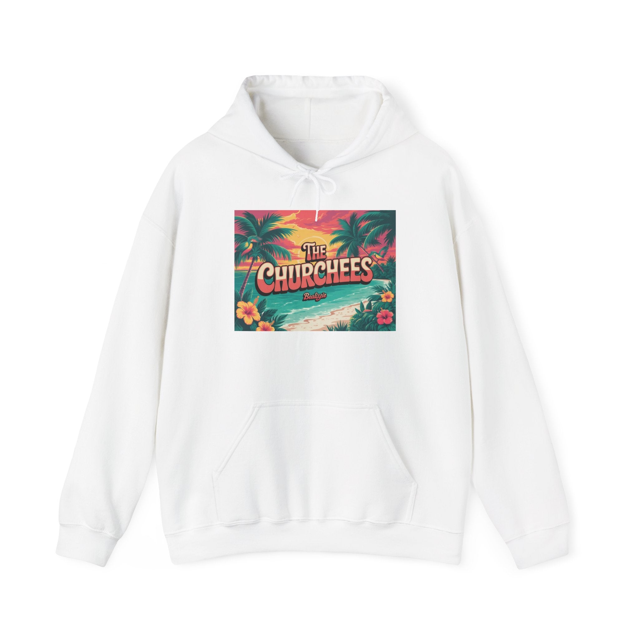 Le sweat à capuche Churchees Tropical Beach – Sweat-shirt graphique rétro Palm Sunset