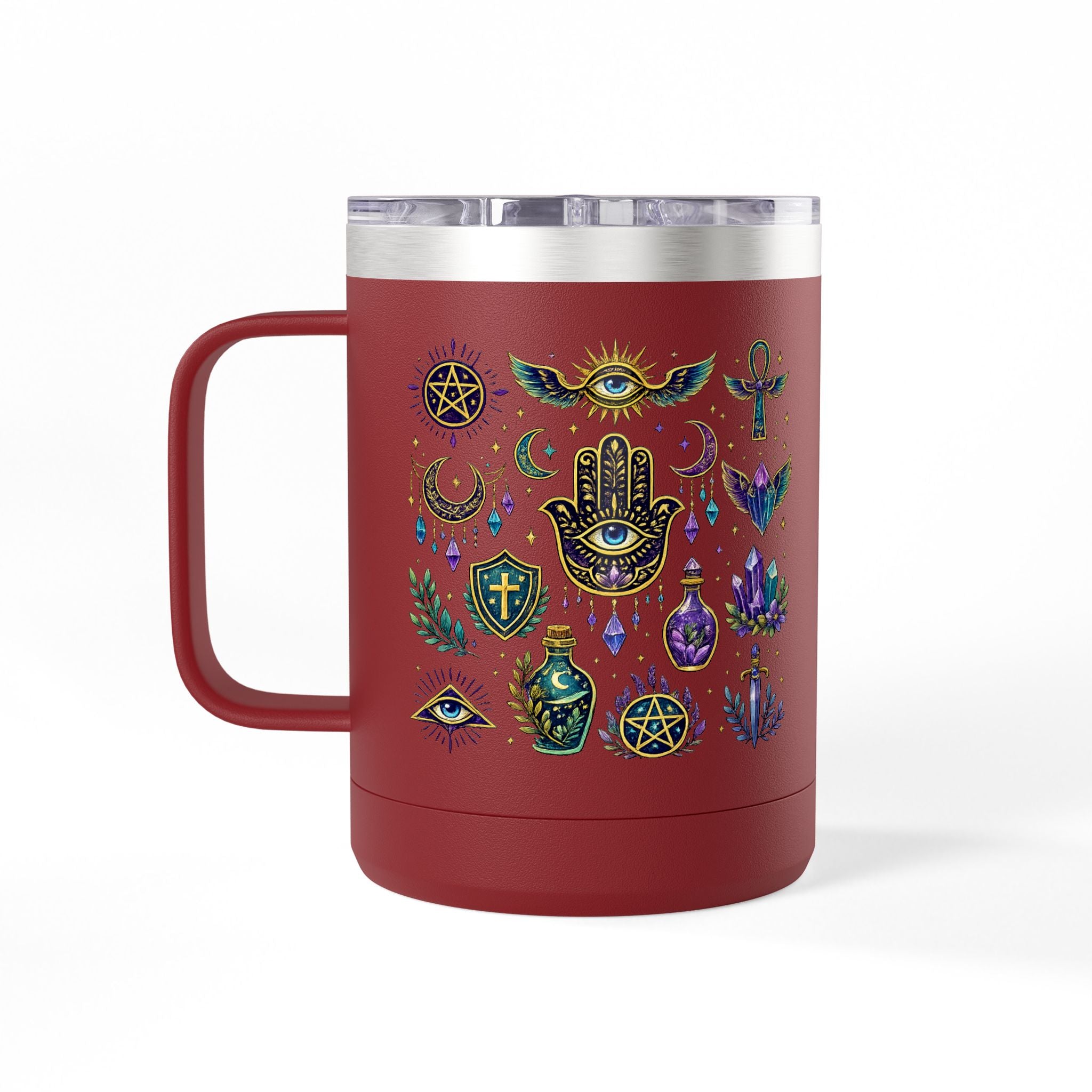 15oz Travel Mug — Purple Floral Anchor