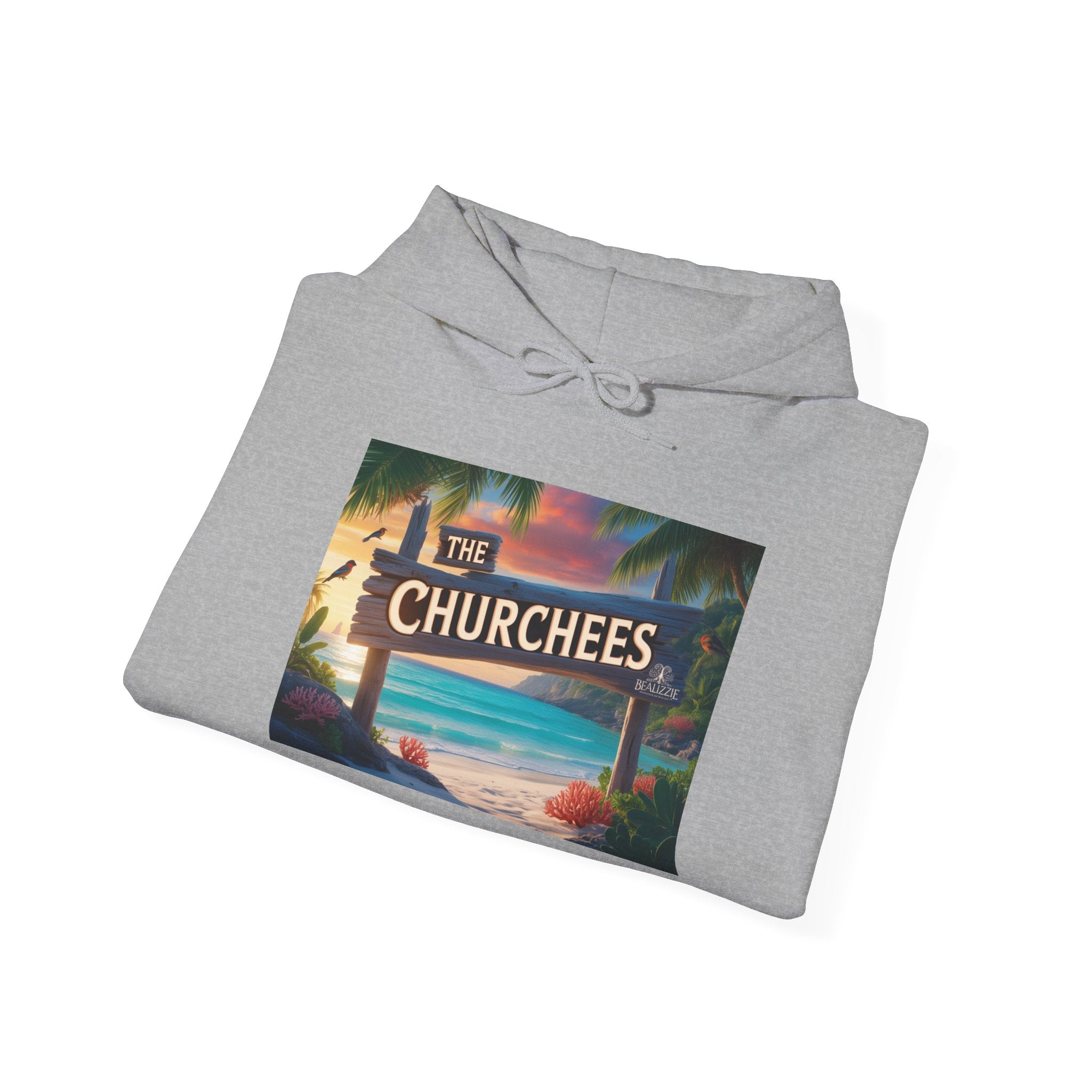 The Churchees Retro Beach Hoodie – Vintage Surf Sign Graphic Sweatshirt
