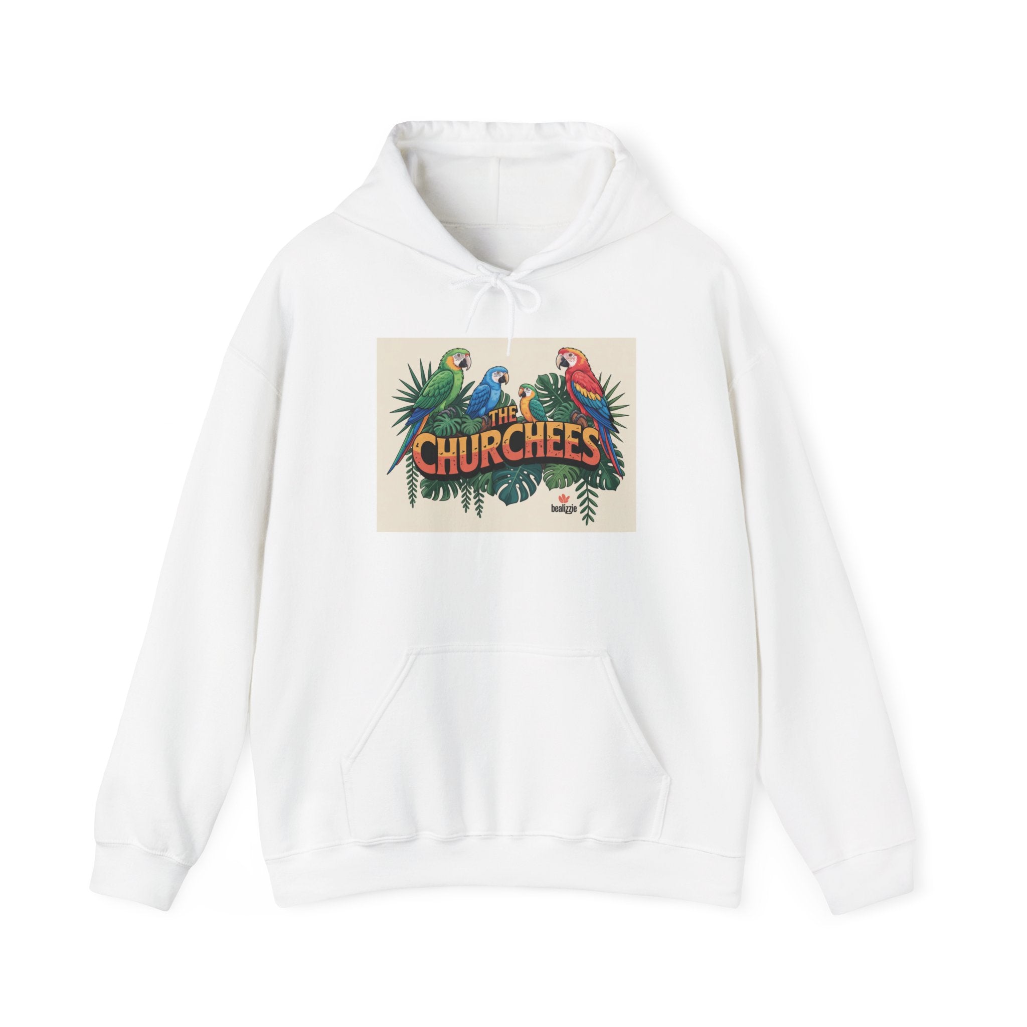 Sweat à capuche « CHURCHEES » Perroquet Tropical – Pull graphique d'oiseau insulaire vintage
