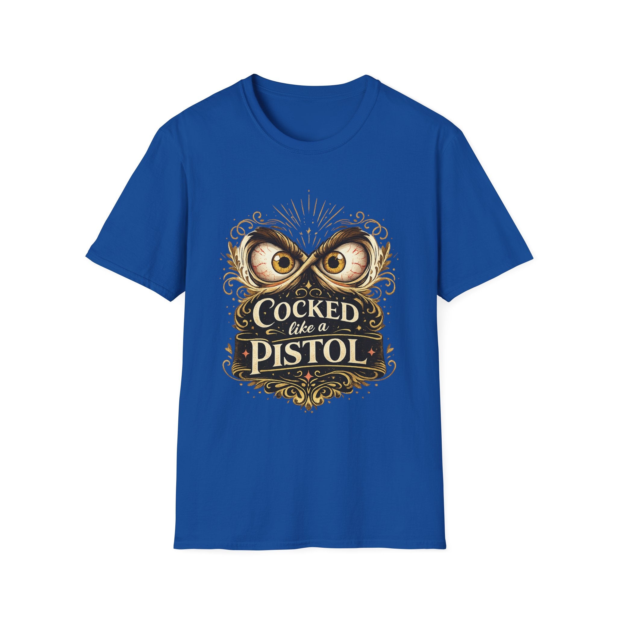 T-Shirt — "Cocked Like a Pistol" Owl Graphic Tee