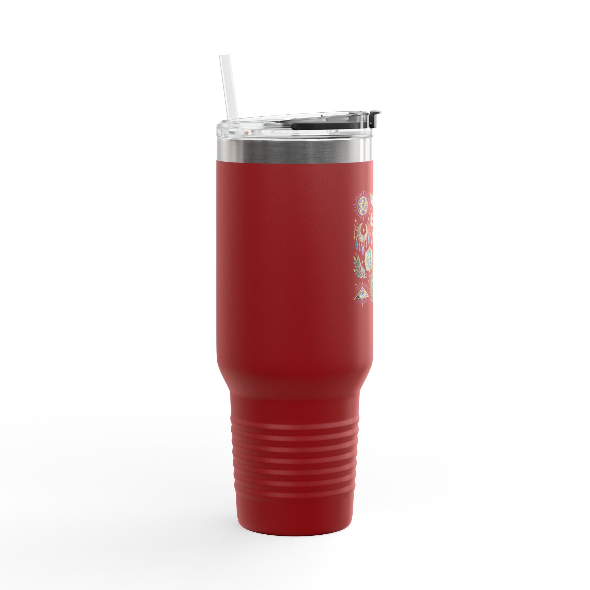 40oz Insulated Travel Mug — Mystical Symbols Floral Hamsa Stainless Steel Tumbler