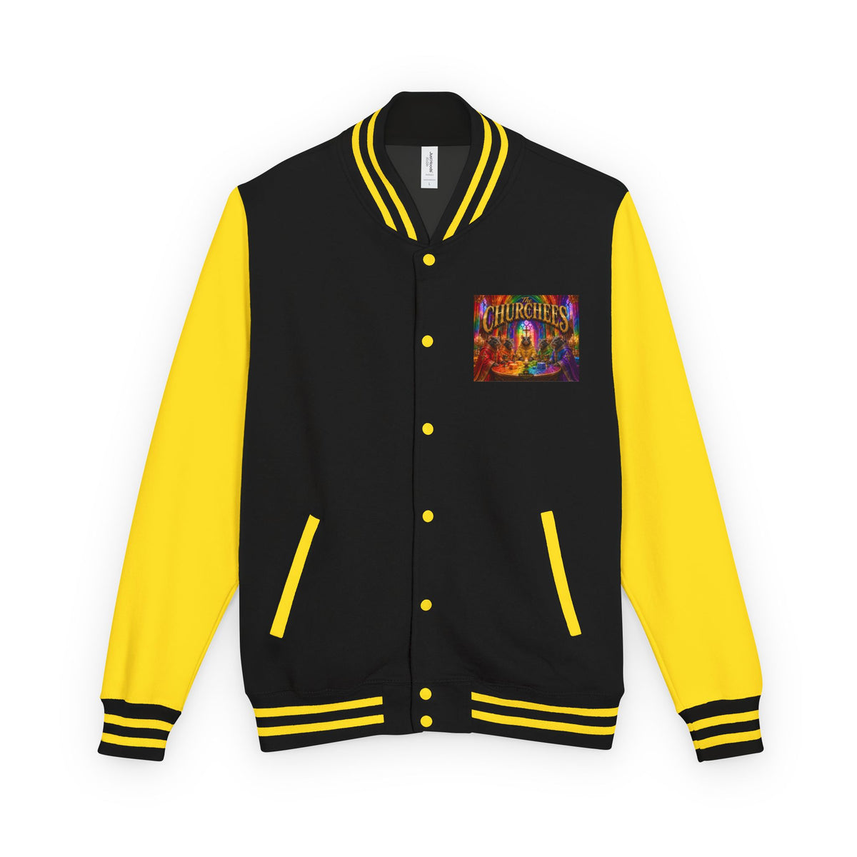 Letterman Jacket — Colorful 'The Churchlees' Retro Band Graphic