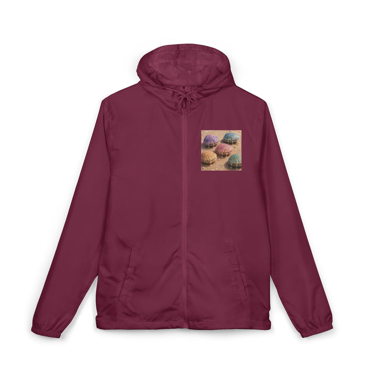 Windbreaker Jacket — Pastel Seashell Beach Print