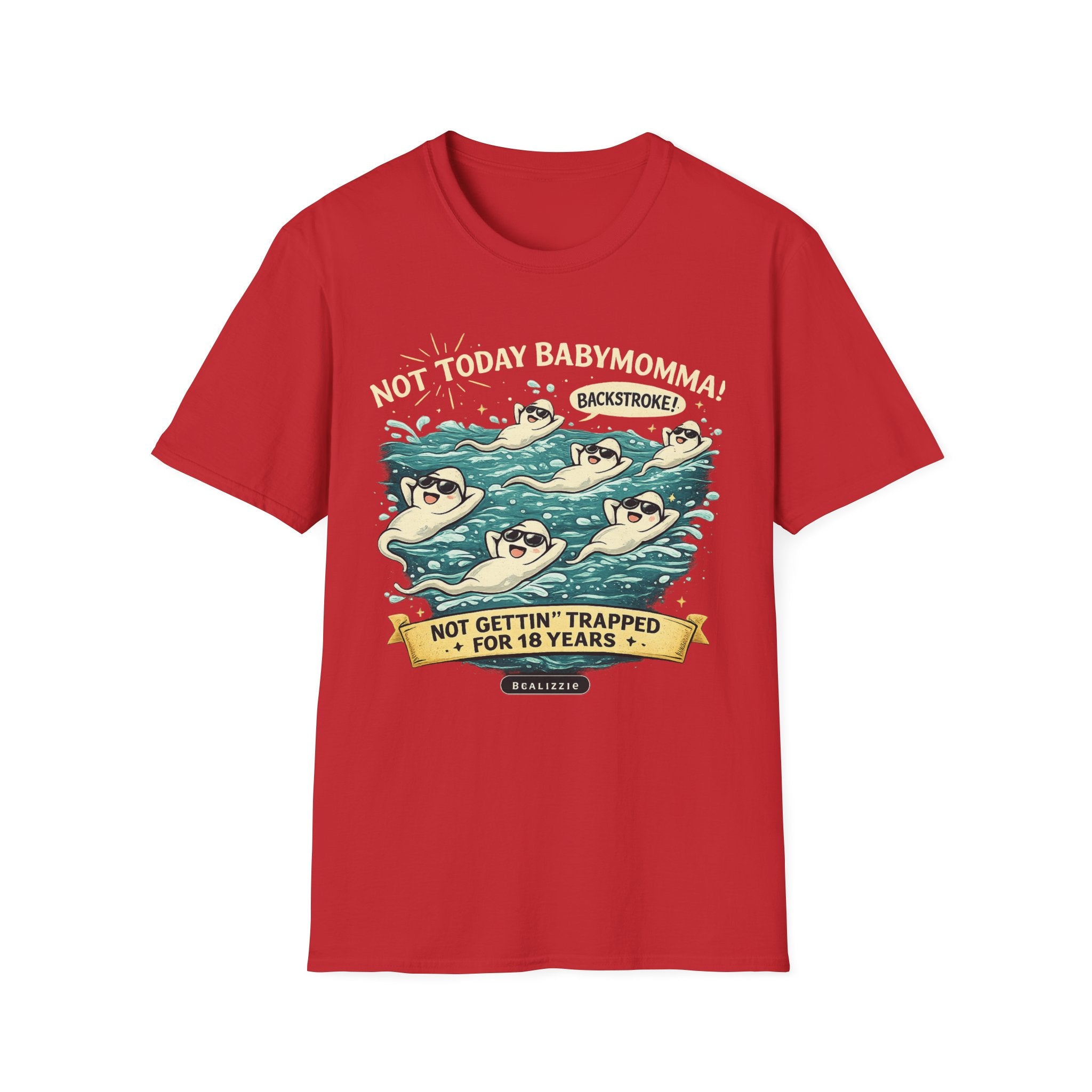 Backstroke Sloths T-Shirt — Cute Retro Swimming Sloth Design ("Backstroke! Not Today Harassment")