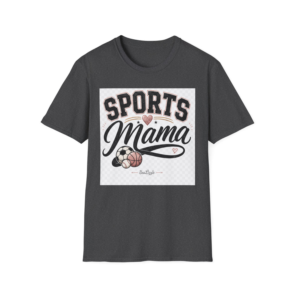 Sports Mama T‑Shirt — Cute Athletic Mom Tee with Heart & Ball Design