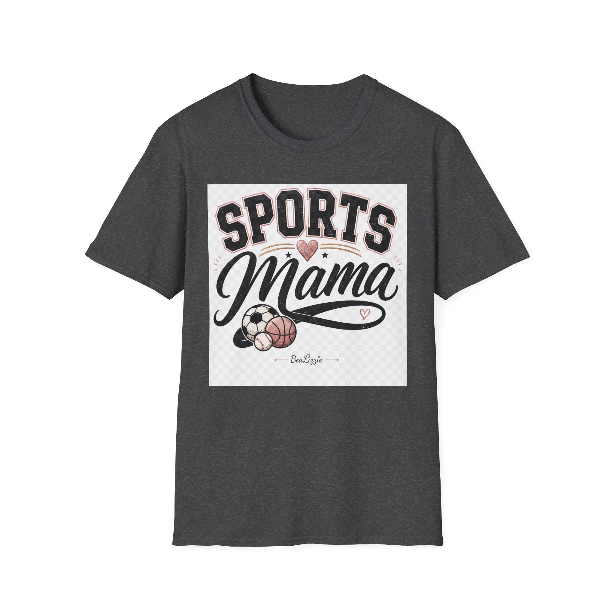 Sports Mama T‑Shirt — Cute Athletic Mom Tee with Heart & Ball Design