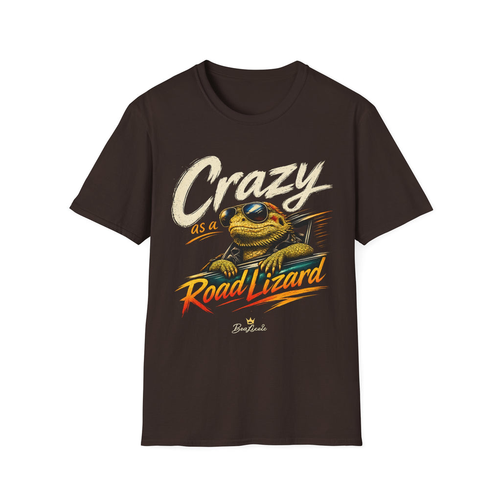 Crazy Road Lizard T-Shirt — Retro Graphic Tee with Sunglasses Lizard