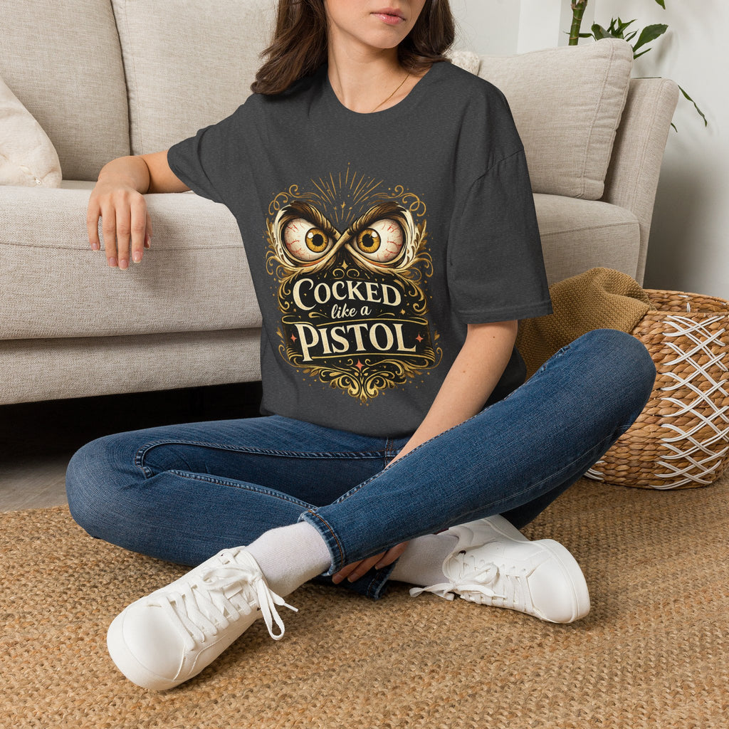 T-Shirt — "Cocked Like a Pistol" Owl Graphic Tee