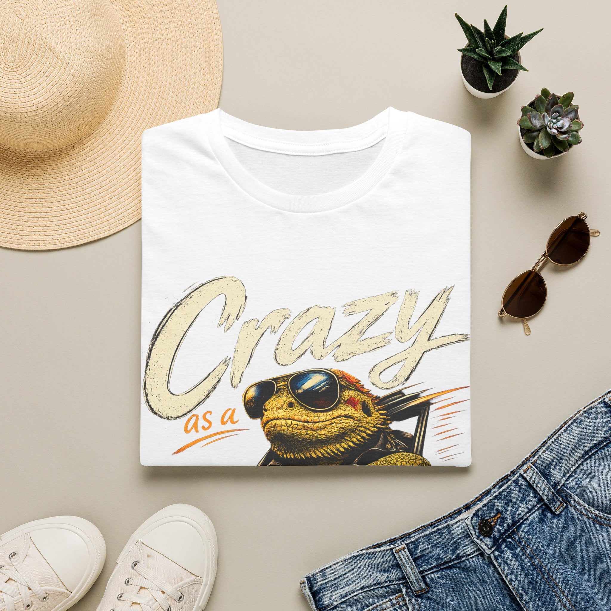 Crazy Road Lizard T-Shirt — Retro Graphic Tee with Sunglasses Lizard
