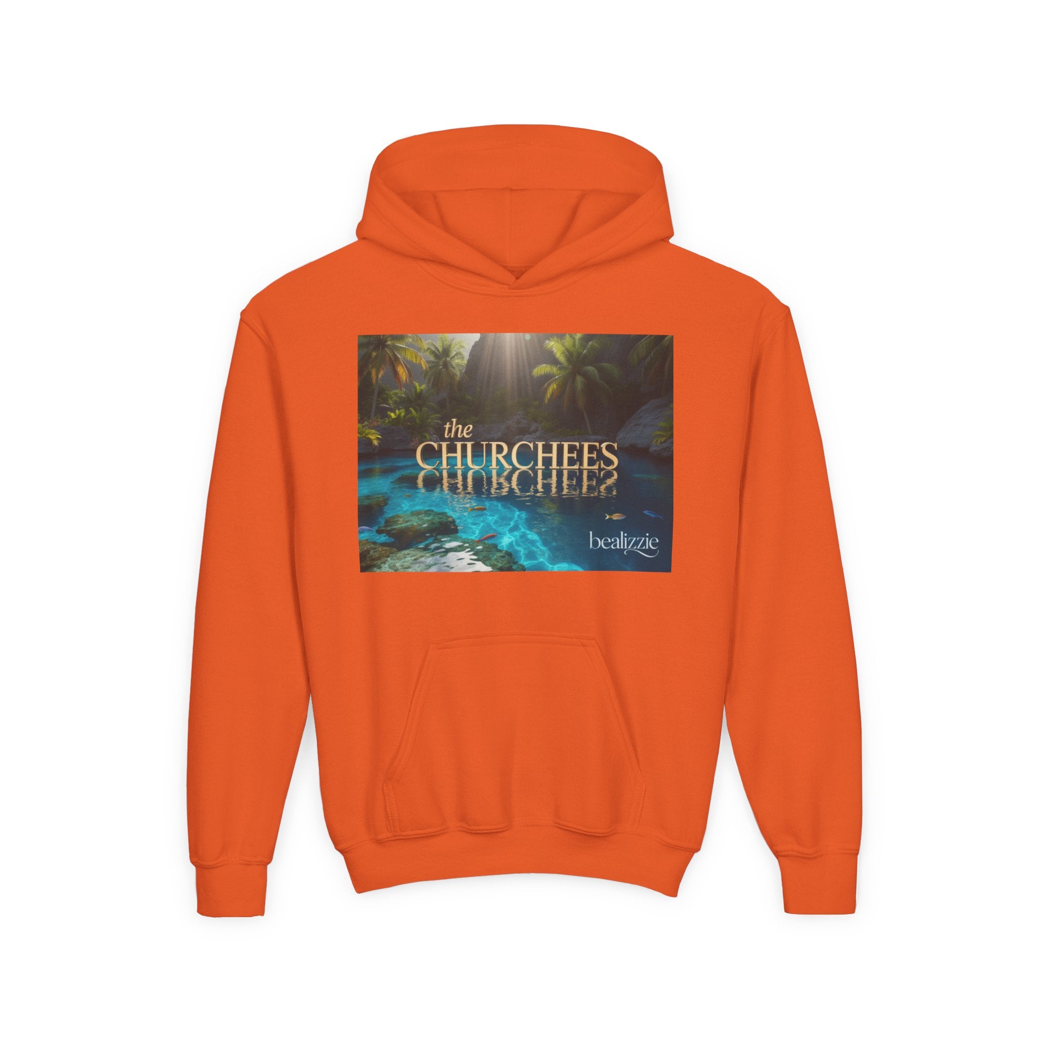 Youth Hoodie – "the CHURCHEES" Tropical Pool Graphic Sweatshirt