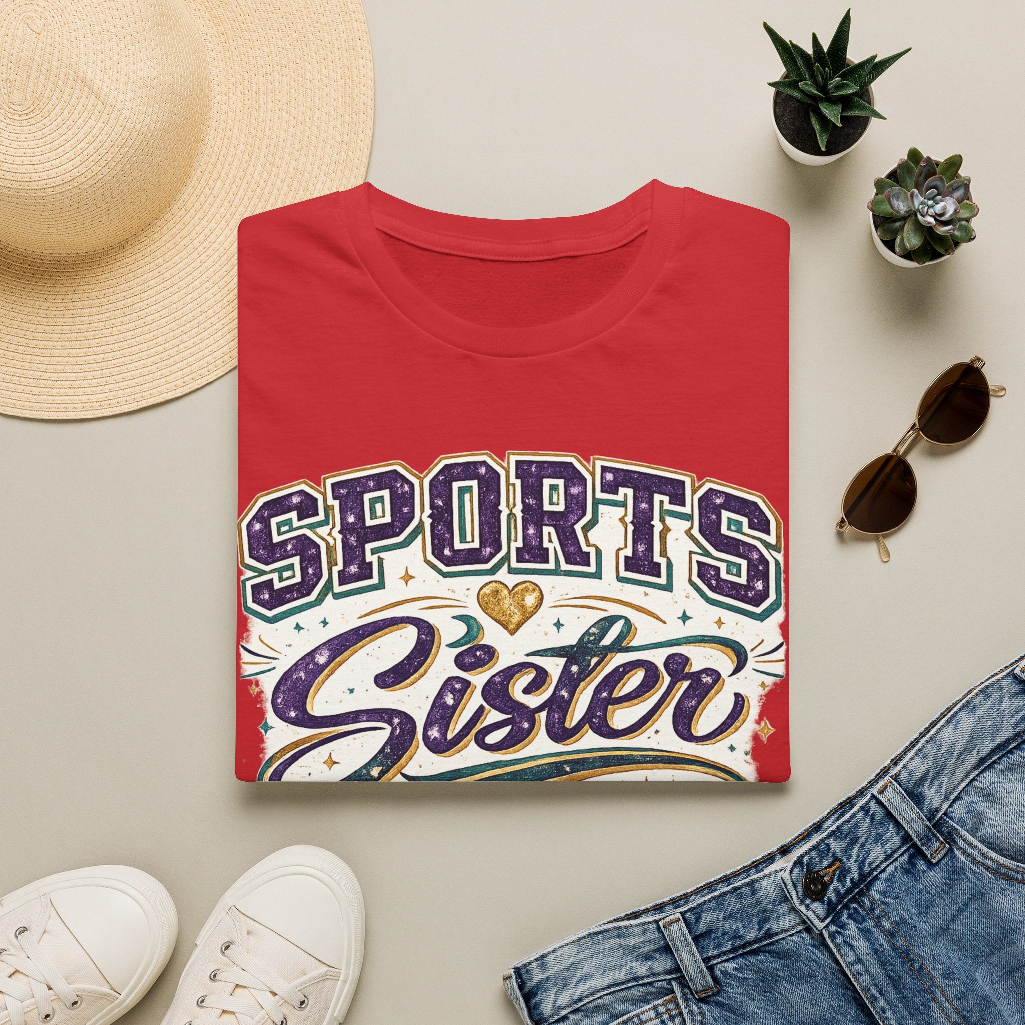 Sports Sister T-Shirt — Cheerful Athletic Sibling Tee