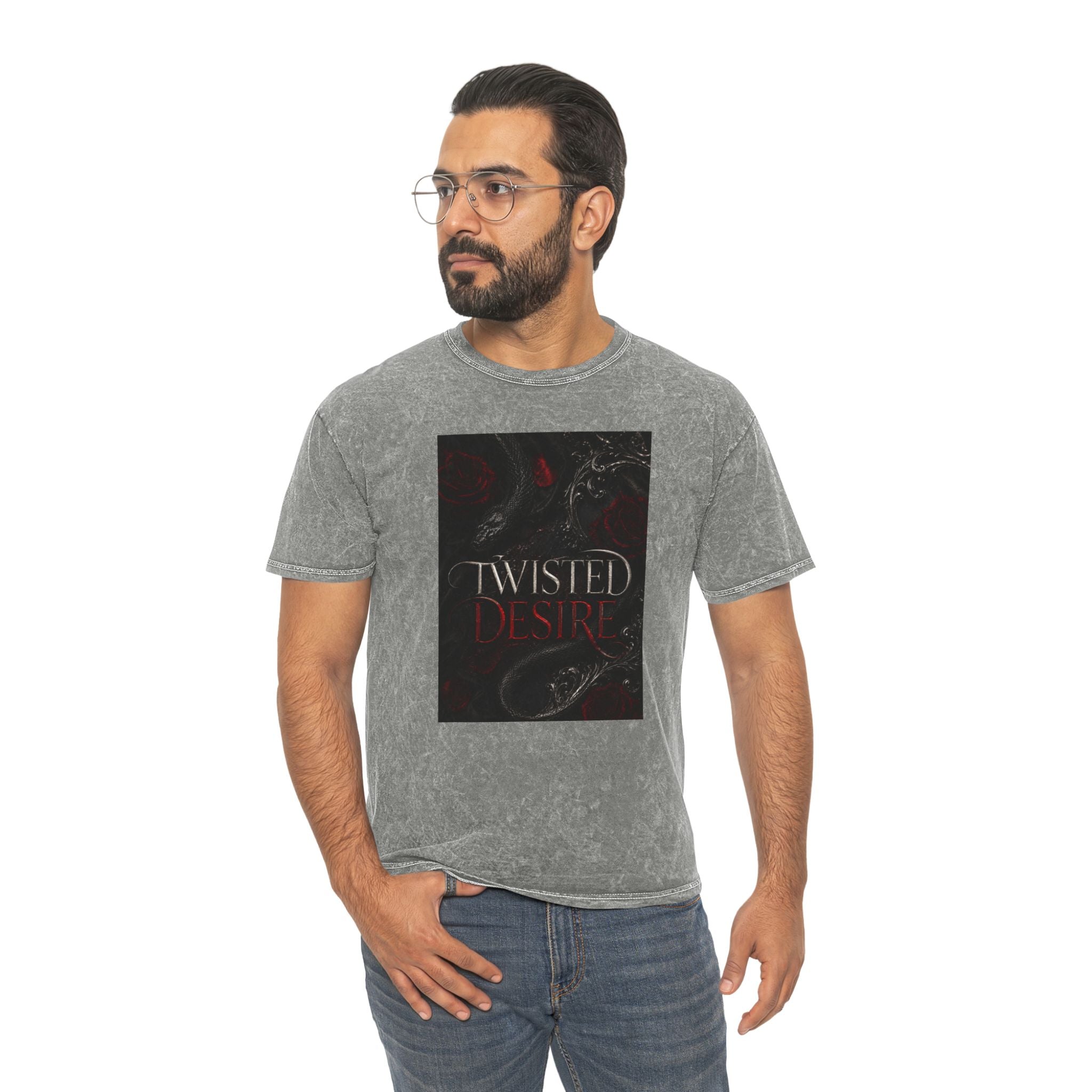 T-shirt effet délavé Twisted Desire — Imprimé serpent gothique foncé