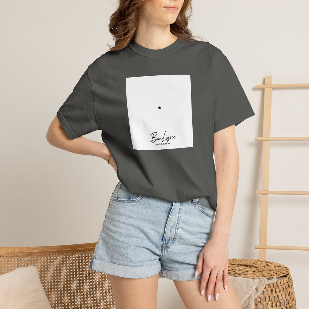 Minimalist "Breathe" Script T-Shirt — Small Center Dot Design