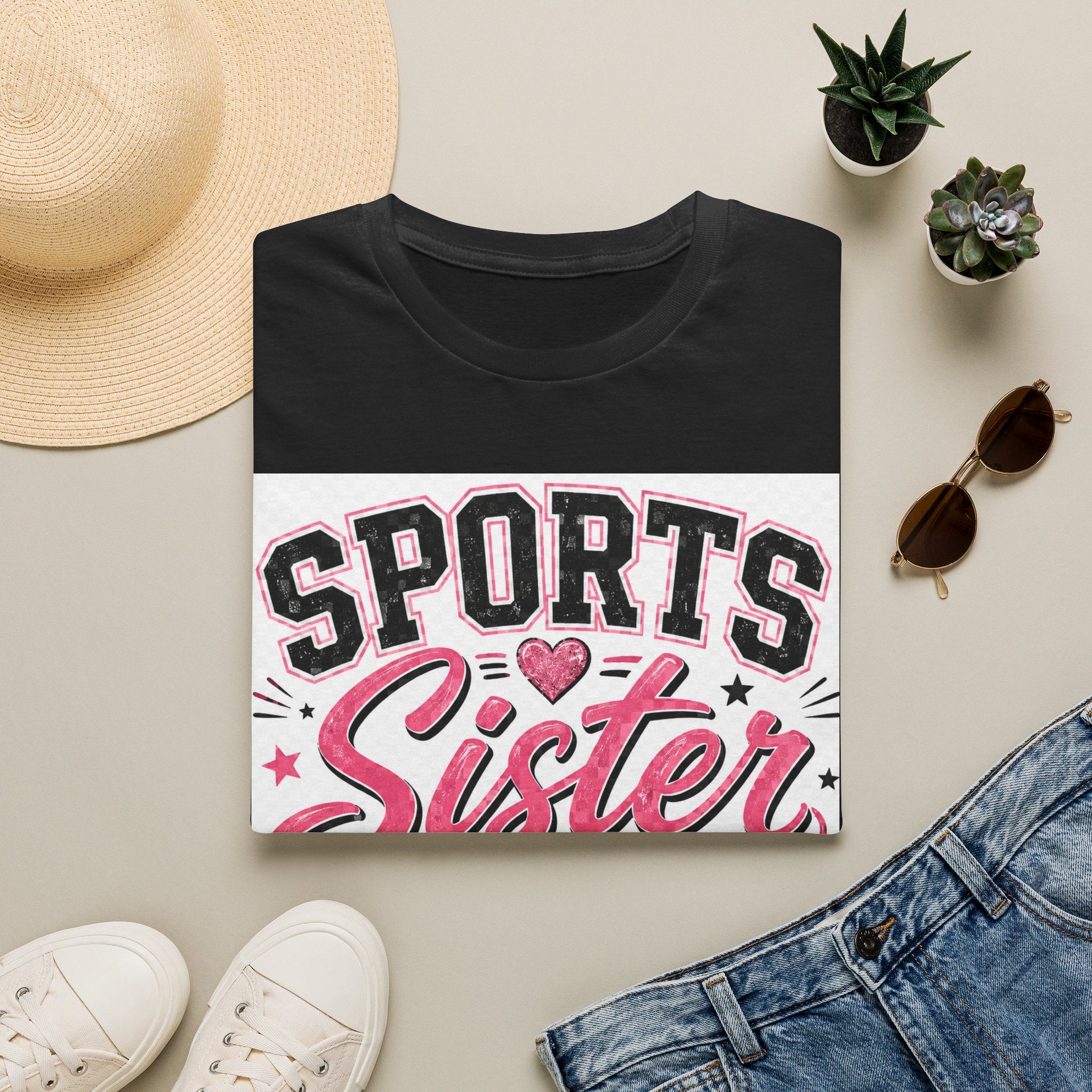 Sports Sister T-Shirt — Athletic Sister Tee with Sports Balls Graphic