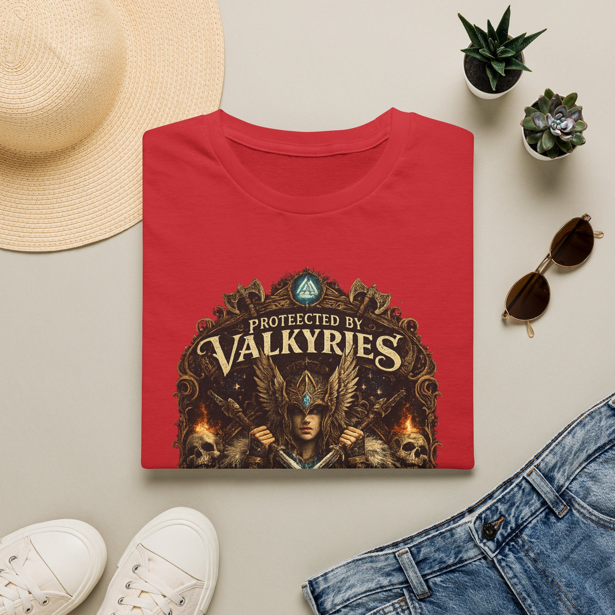 Valkyries T‑Shirt — "Protected by Valkyries" Norse Warrior Tee