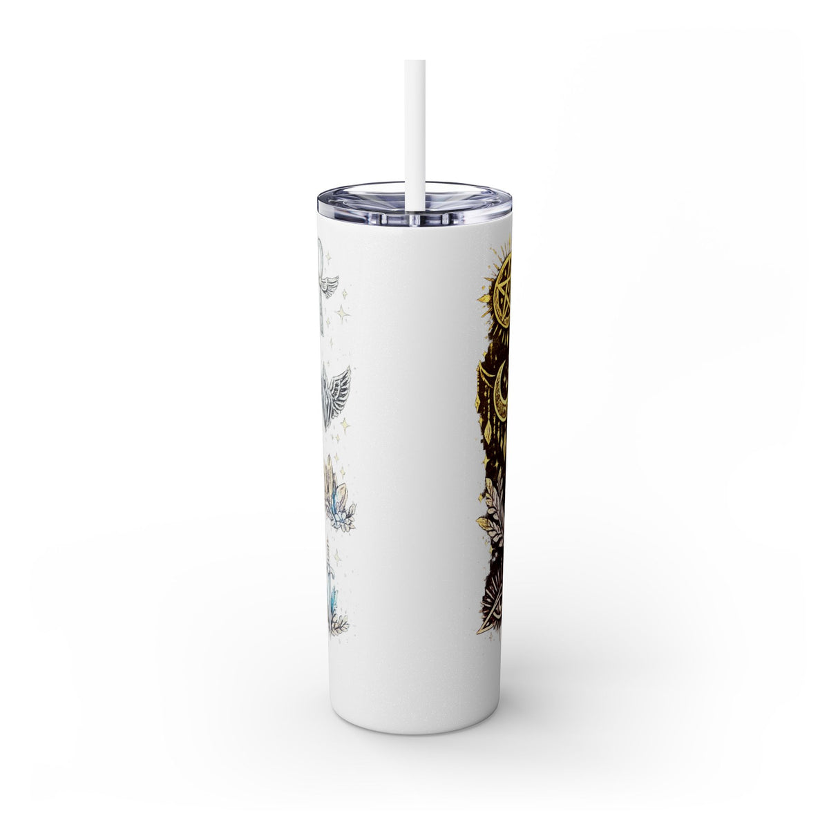 20oz Skinny Tumbler — Gold Mystic Hamsa & Celestial Eye Tumbler with Straw