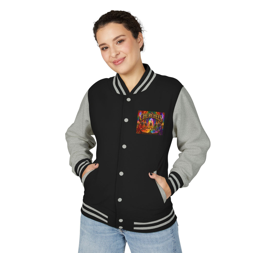 Letterman Jacket — Colorful 'The Churchlees' Retro Band Graphic
