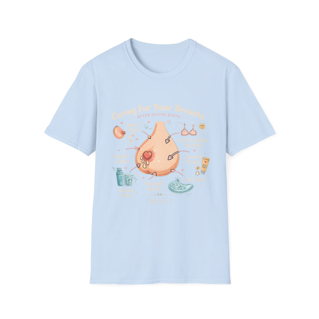Breastfeeding Care T-Shirt — Caring For Your Breasts Nursing Guide Tee