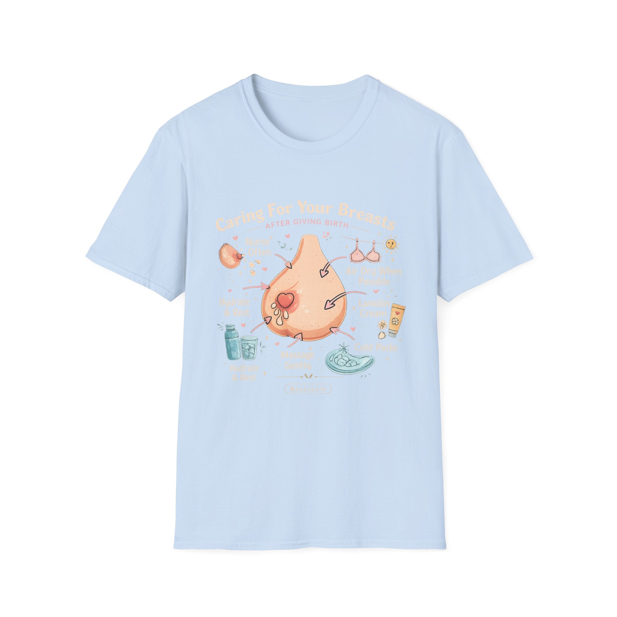 Breastfeeding Care T-Shirt — Caring For Your Breasts Nursing Guide Tee