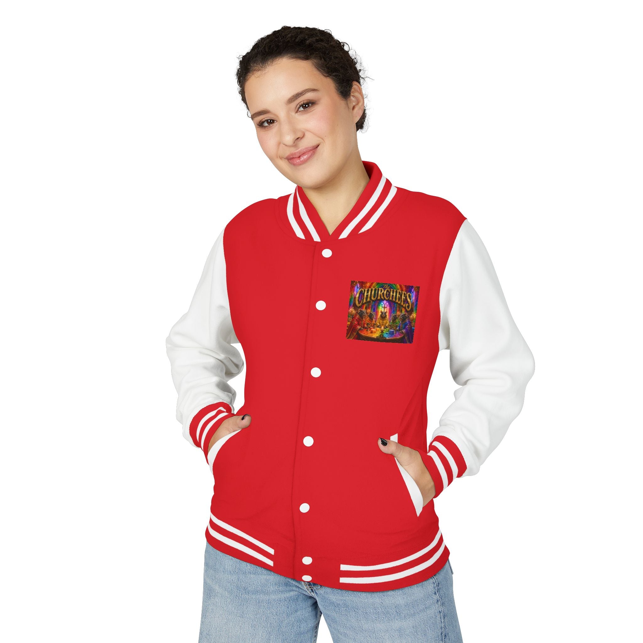 Letterman Jacket — Colorful 'The Churchlees' Retro Band Graphic