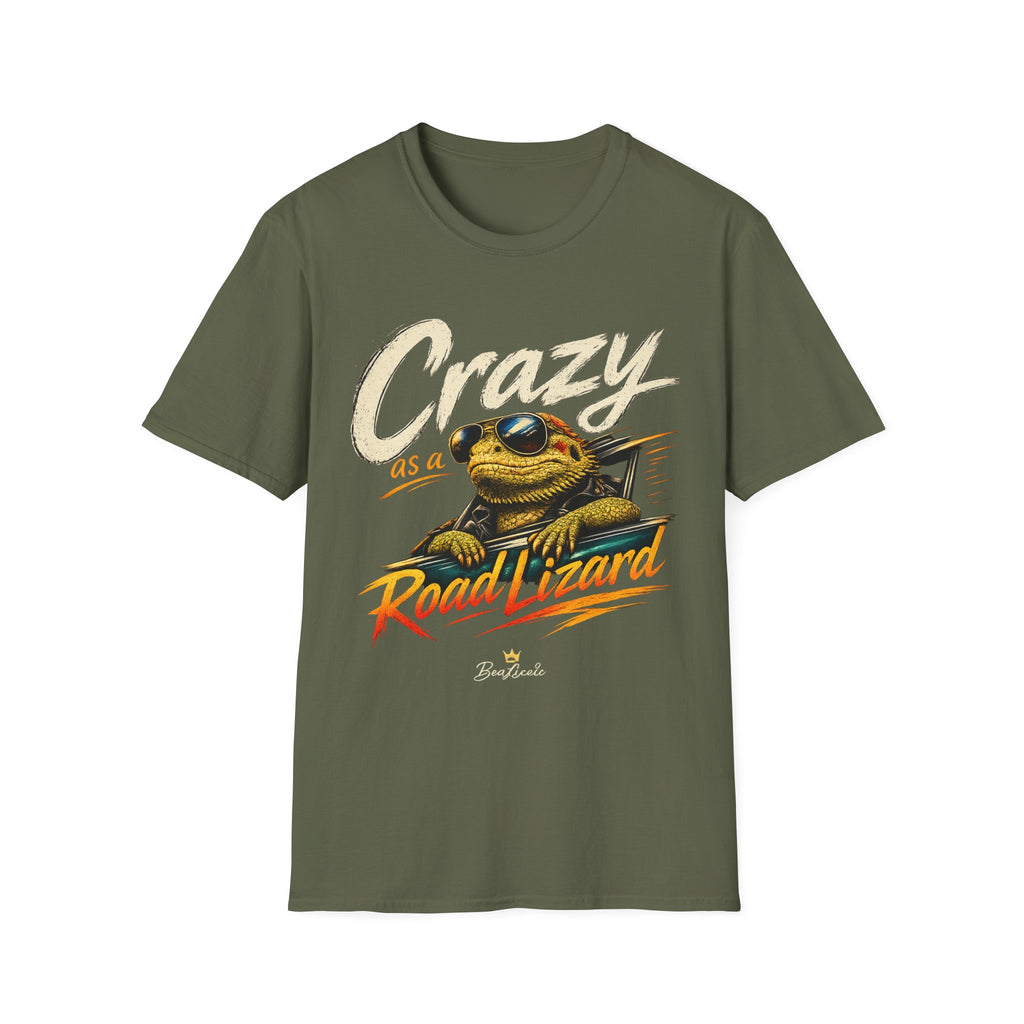 Crazy Road Lizard T-Shirt — Retro Graphic Tee with Sunglasses Lizard