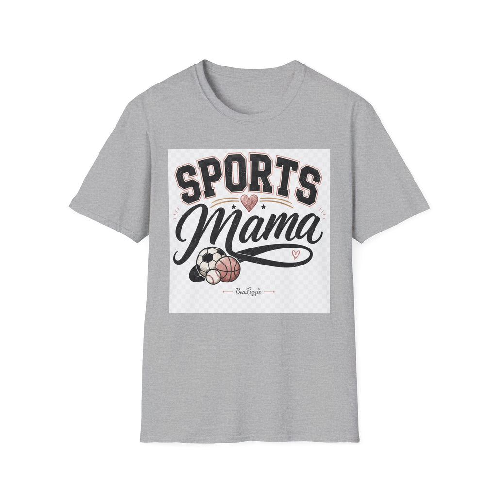 Sports Mama T‑Shirt — Cute Athletic Mom Tee with Heart & Ball Design