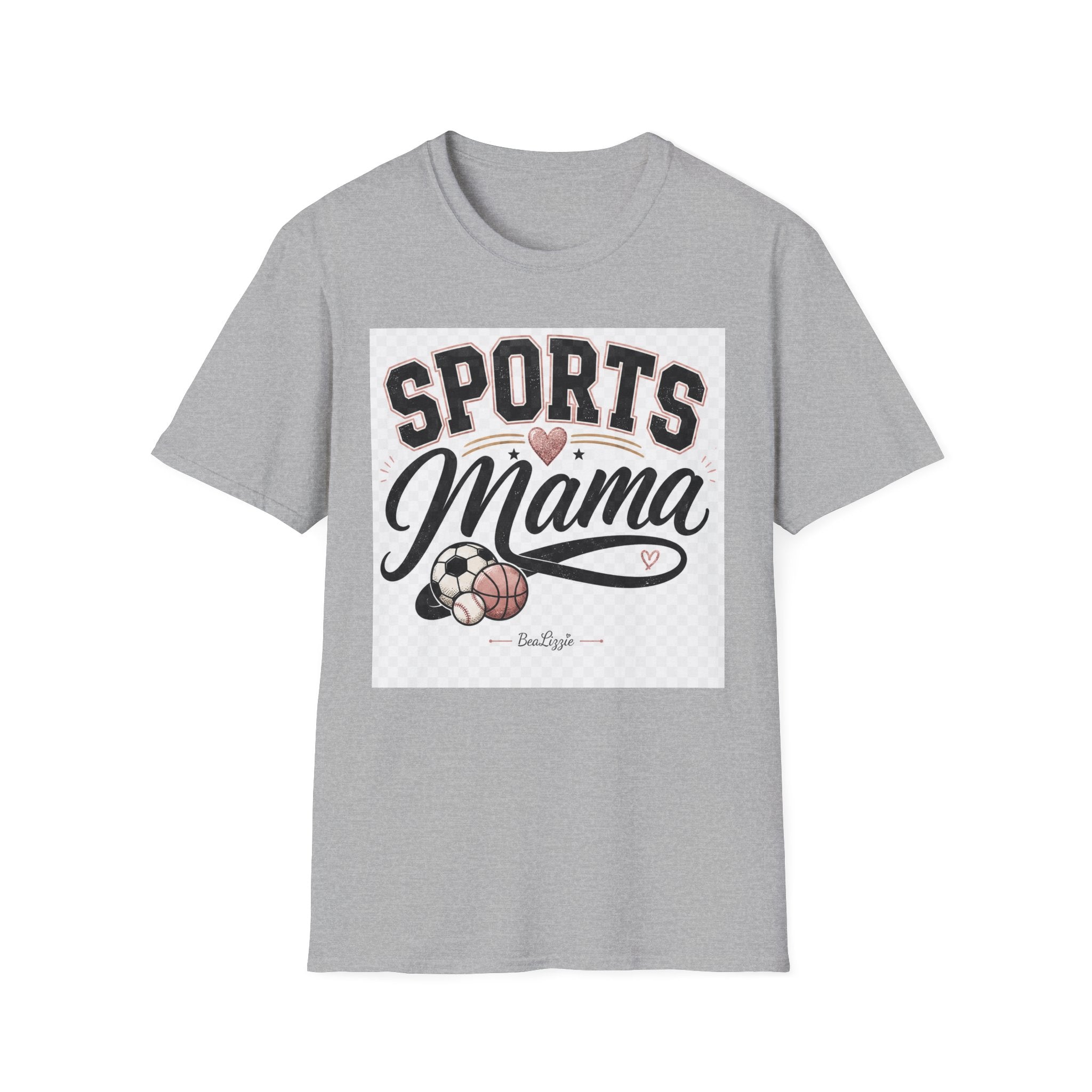 Sports Mama T‑Shirt — Cute Athletic Mom Tee with Heart & Ball Design
