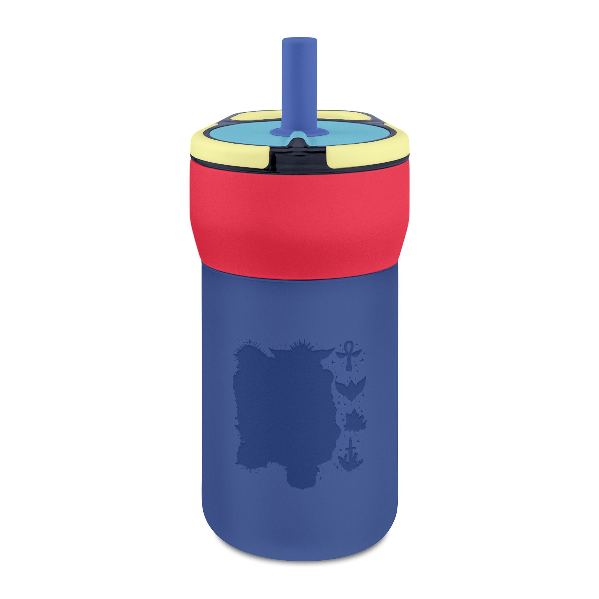 Kids 12oz Leakproof Straw Tumbler — Engraved Cute Animal Design, Toddler Water Bottle