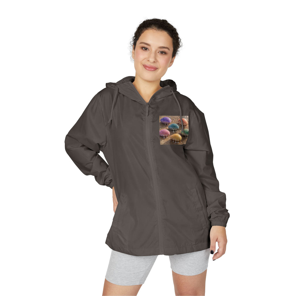 Windbreaker Jacket — Colorful Mushrooms Pocket Print Hooded Windbreaker