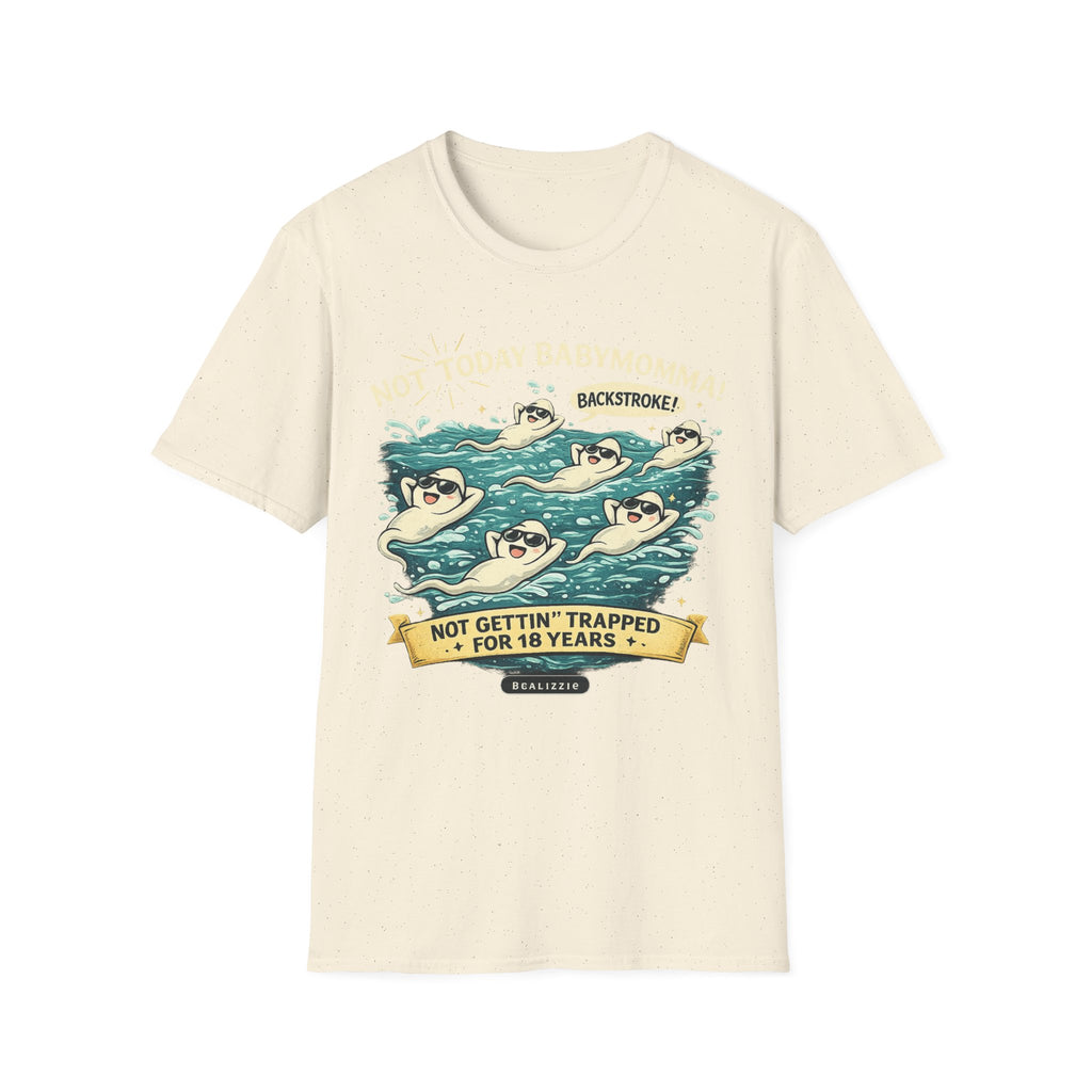 Backstroke Sloths T-Shirt — Cute Retro Swimming Sloth Design ("Backstroke! Not Today Harassment")