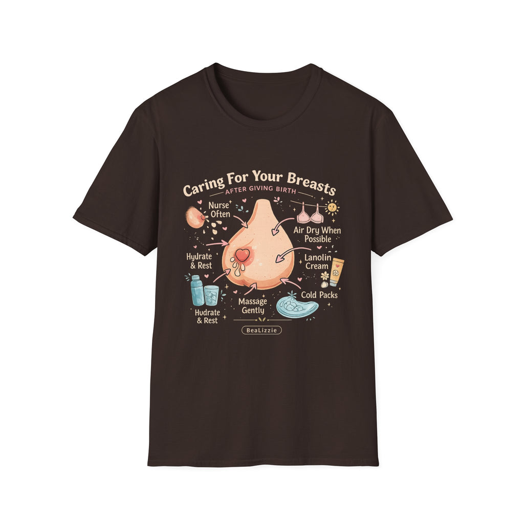 Breastfeeding Care T-Shirt — Caring For Your Breasts Nursing Guide Tee