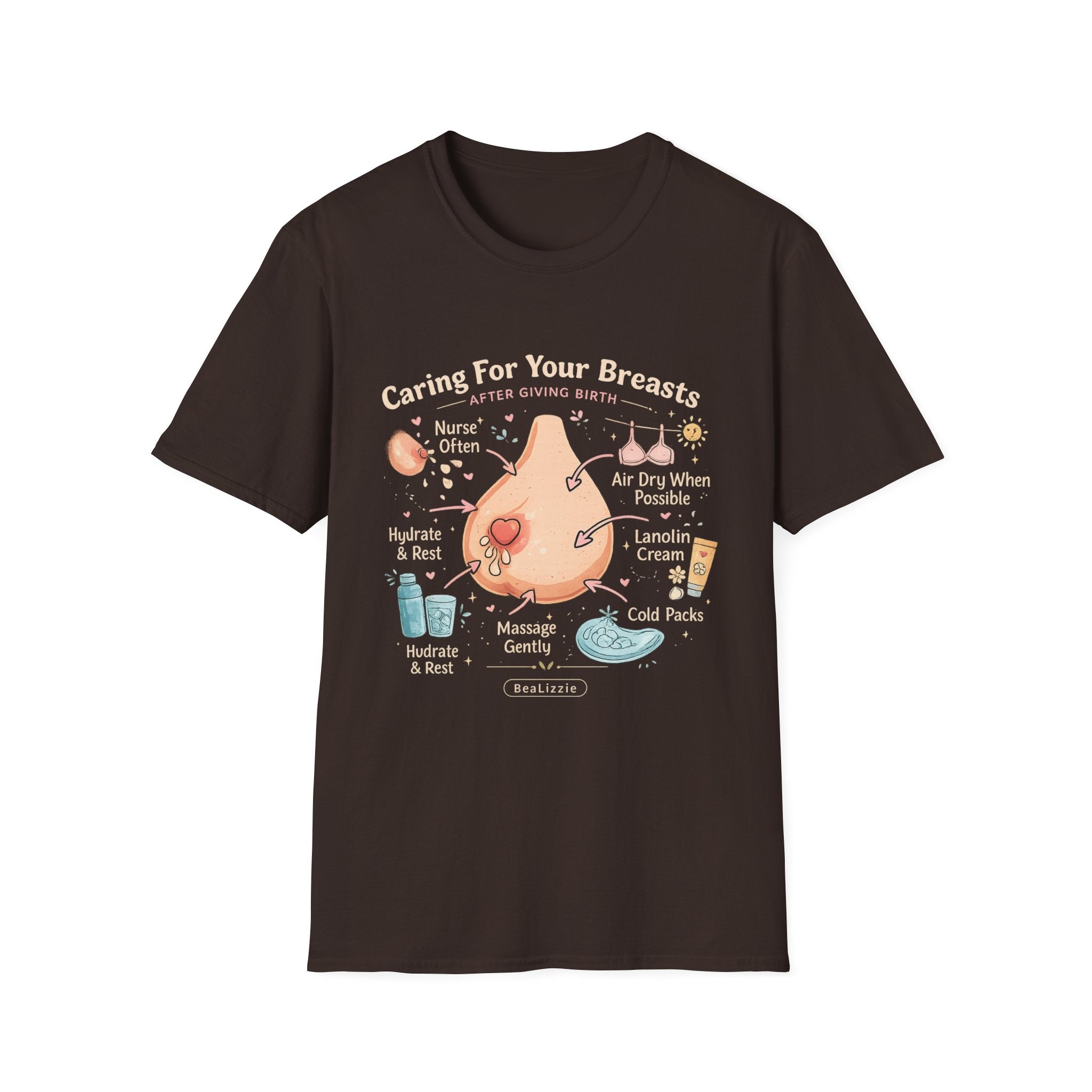 Breastfeeding Care T-Shirt — Caring For Your Breasts Nursing Guide Tee