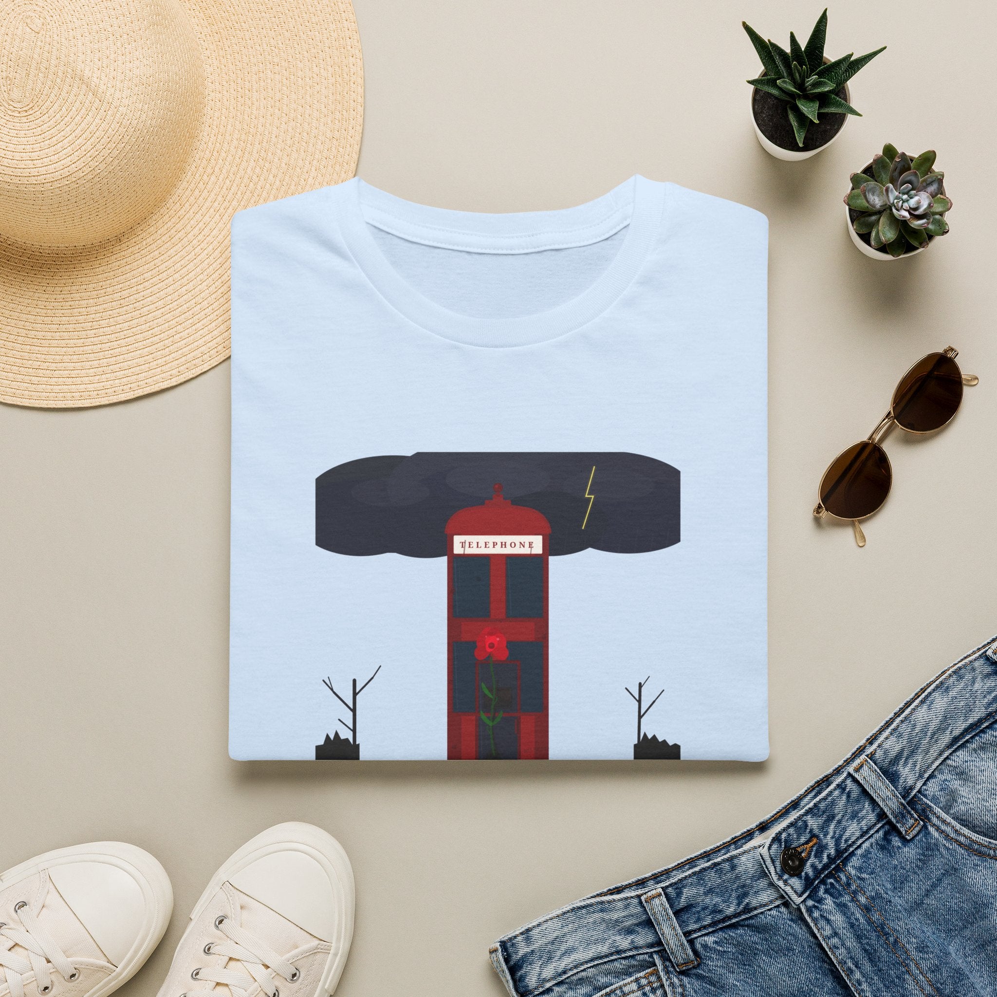 Vintage British Phone Booth T-Shirt — 'Telephone' Graphic Tee