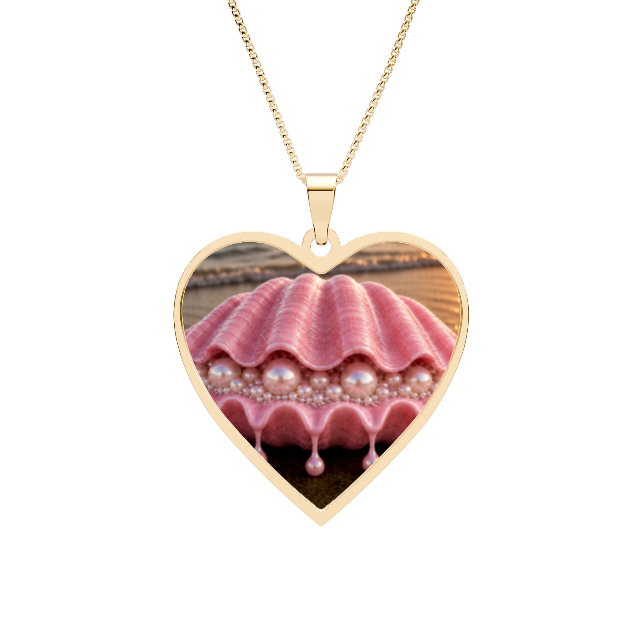 Heart Photo Pendant Necklace — Personalized Shell & Pearls Memory Locket