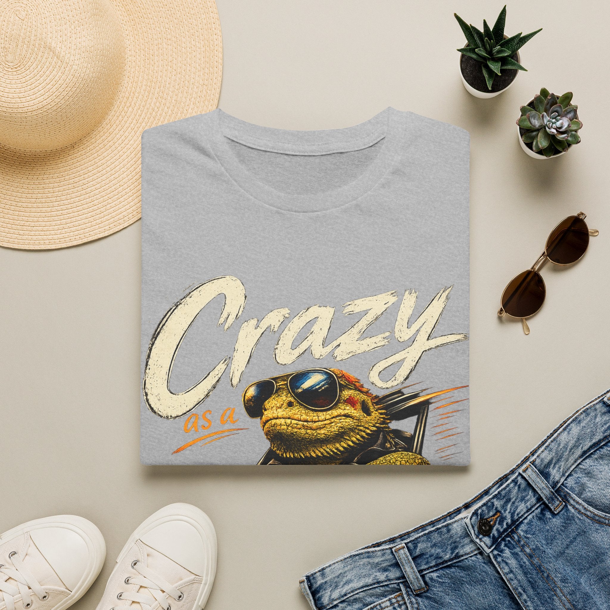 Crazy Road Lizard T-Shirt — Retro Graphic Tee with Sunglasses Lizard