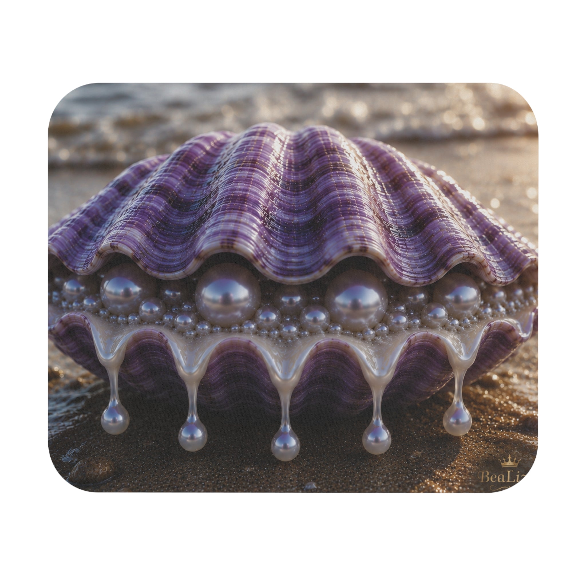 Pearl Shell Mouse Pad — Purple Seashell Beach Desk Mat