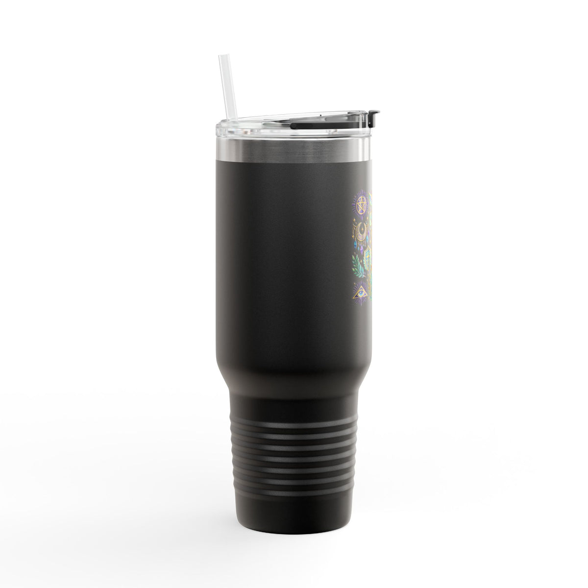 40oz Insulated Travel Mug — Mystical Symbols Floral Hamsa Stainless Steel Tumbler