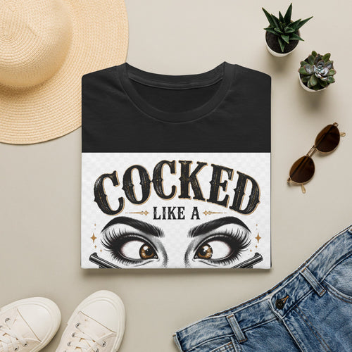 Cocked Like a Pistol T-Shirt — Retro Western Eyelash Graphic Tee