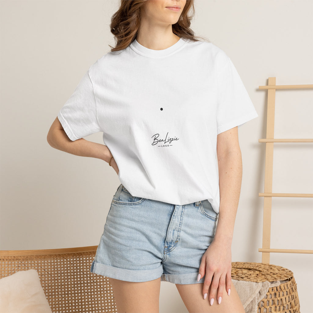 Minimalist "Breathe" Script T-Shirt — Small Center Dot Design