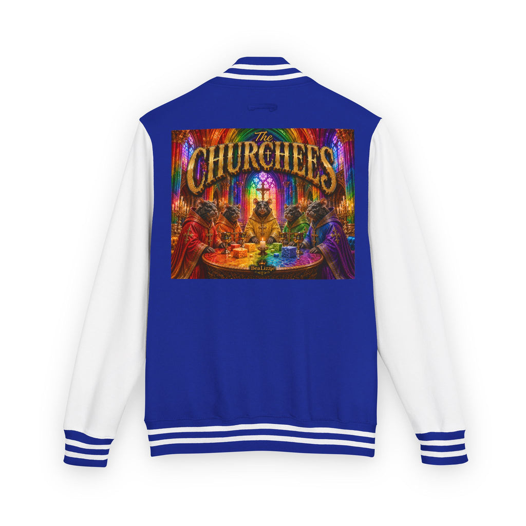Letterman Jacket — Colorful 'The Churchlees' Retro Band Graphic