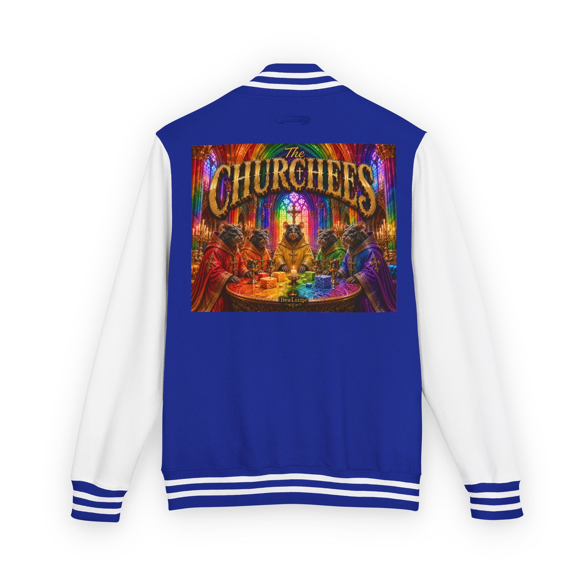 Letterman Jacket — Colorful 'The Churchlees' Retro Band Graphic