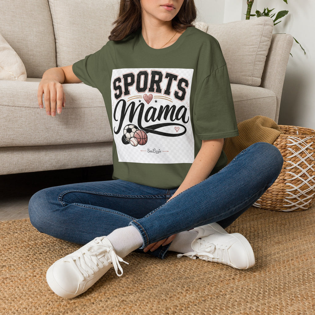 Sports Mama T‑Shirt — Cute Athletic Mom Tee with Heart & Ball Design