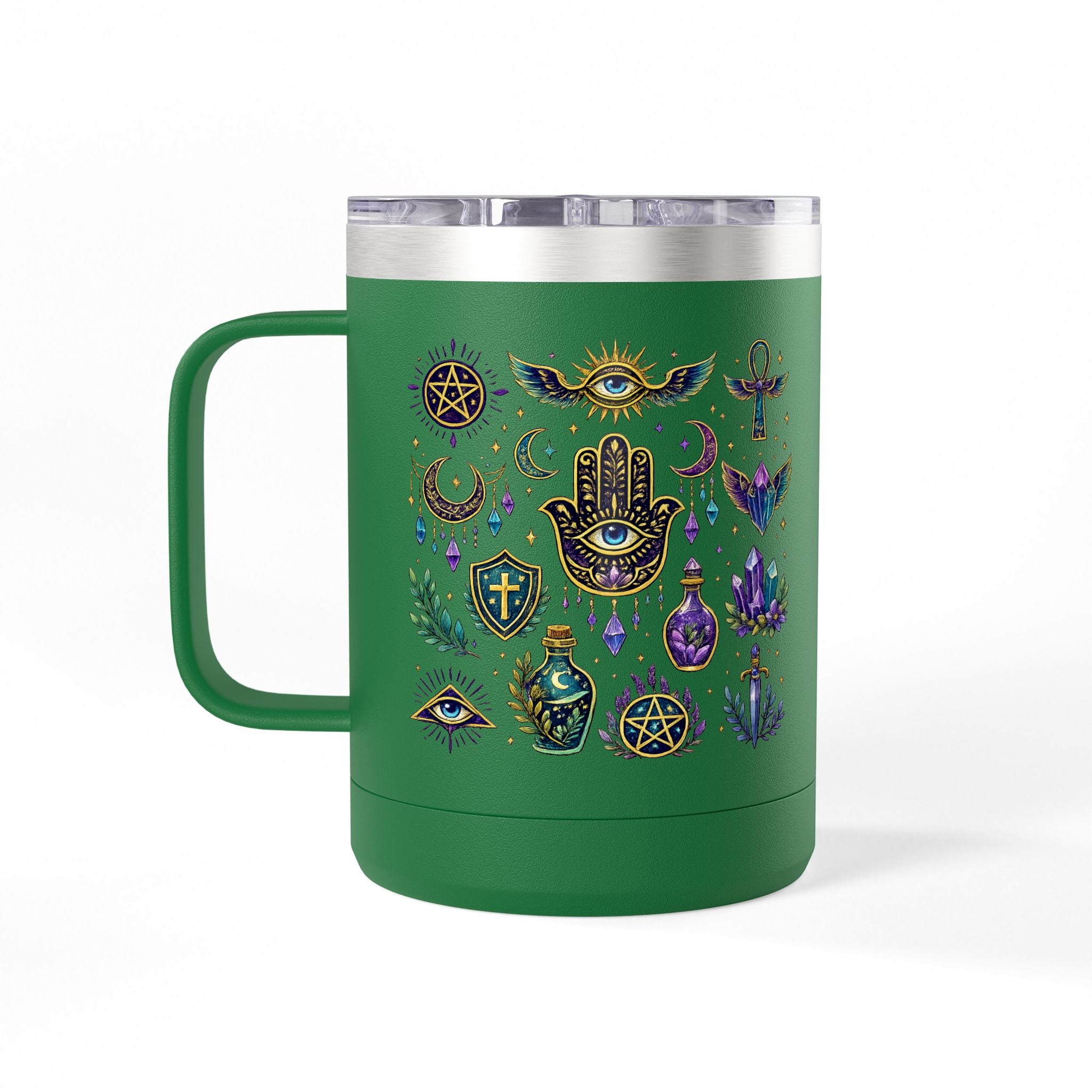 15oz Travel Mug — Purple Floral Anchor