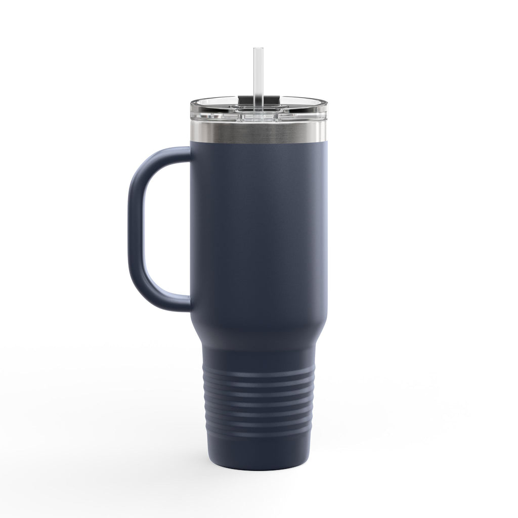 40oz Insulated Travel Mug — Steampunk Gear Floral Motorcycle Skull